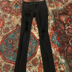 Low Rise Black Ripped Jeans